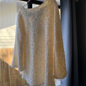 Ivory Sequin Oversized Sweater